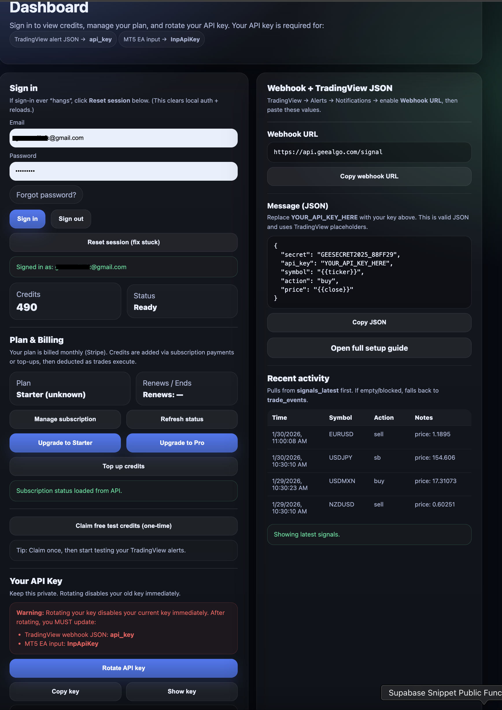 GEE Algo dashboard preview